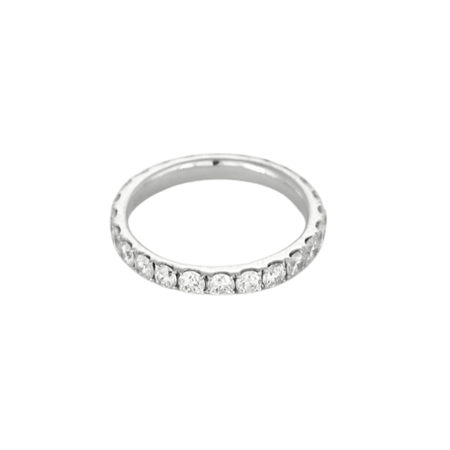 Bague 53 Alliance en or blanc 18K sertie de diamants taille brillant 58 Facettes LP1381/