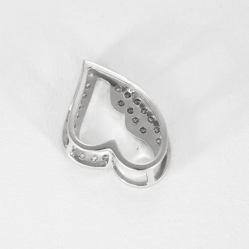 Pendentif Pendentif cœur en or blanc 14 ct pavé de diamants 58 Facettes LP1441/