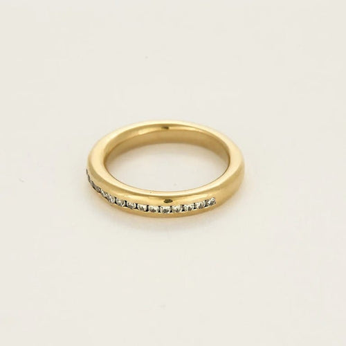 Bague 53.5 Alliance - Bague en or jaune sertie de 18 diamants 58 Facettes LP1493/