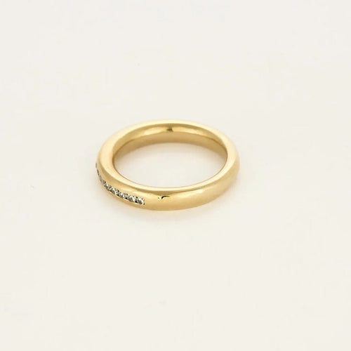 Bague 53.5 Alliance - Bague en or jaune sertie de 18 diamants 58 Facettes LP1493/