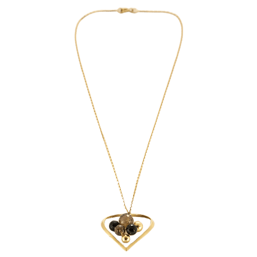 Collier Collier cœur facetté en or jaune 750 avec citrine, onyx et quartz rose 58 Facettes LP1456/