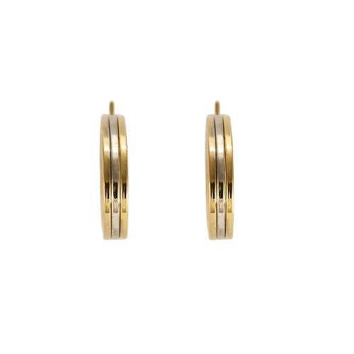 Boucles d'oreilles Créoles ovales - Boucles d'oreilles en or jaune, rose et blanc 750 58 Facettes LP1433/