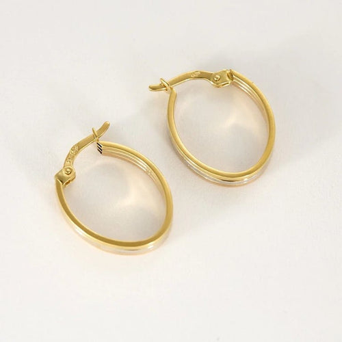 Boucles d'oreilles Créoles ovales - Boucles d'oreilles en or jaune, rose et blanc 750 58 Facettes LP1433/