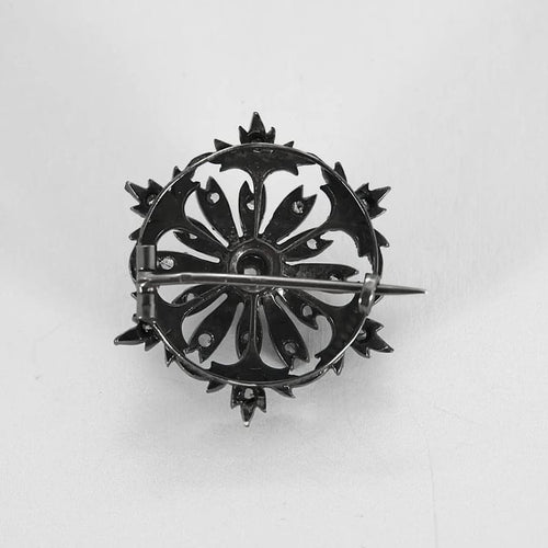 Broche Broche Napoléon III - Motif floral en or noirci et diamants 58 Facettes LP1466/