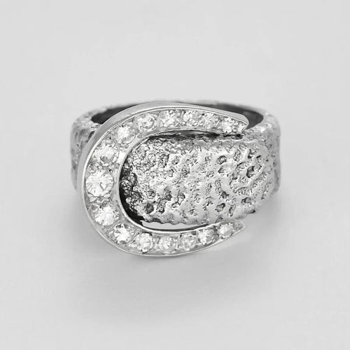 Bague 46 Bague ceinture en or blanc 750 pavée de 15 diamants 58 Facettes LP1476/