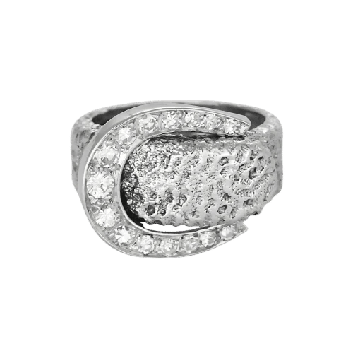 Bague 46 Bague ceinture diamantée en or blanc 58 Facettes LP1476/