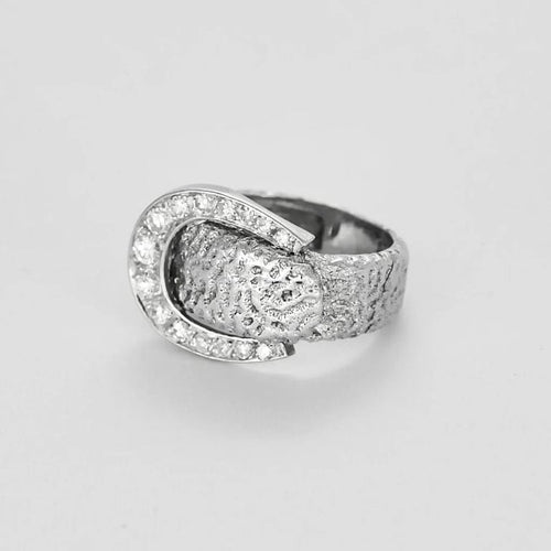 Bague 46 Bague ceinture diamantée en or blanc 58 Facettes LP1476/