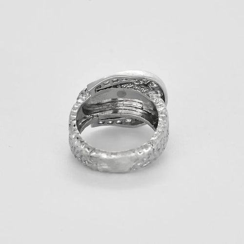 Bague 46 Bague ceinture diamantée en or blanc 58 Facettes LP1476/