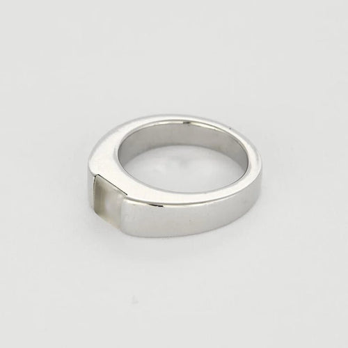 Bague 50 Cartier Tank - Bague en or blanc et pierre de lune 58 Facettes LP1506/