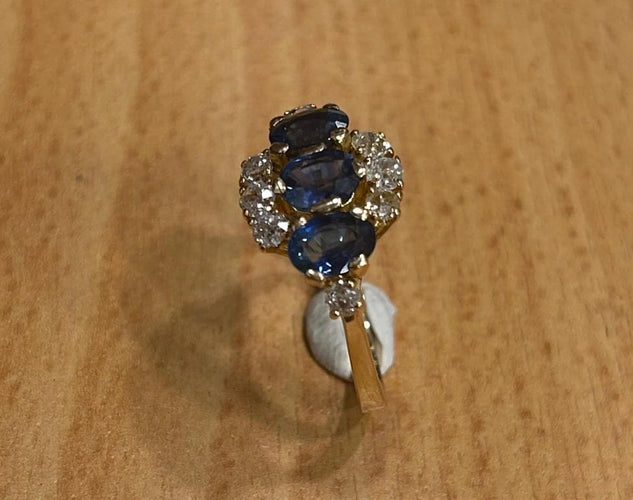 Bague 58.5 Bague Ciel Diamanté en or jaune 18K, saphirs et diamants 58 Facettes LP458/10