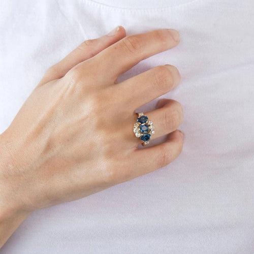 Bague 58.5 Bague Ciel Diamanté en or jaune 18K, saphirs et diamants 58 Facettes LP458/10