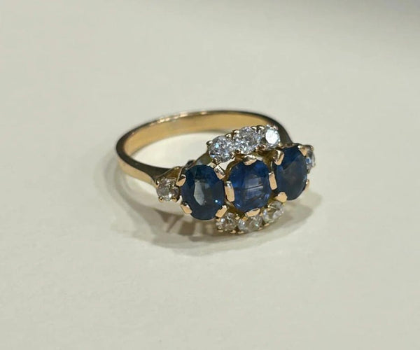 Bague 58.5 Bague Ciel Diamanté en or jaune 18K, saphirs et diamants 58 Facettes LP458/10