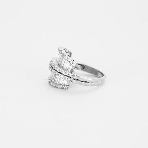 Bague 53 Les Deux Mondes - Bague en or blanc 750 sertie de diamants 58 Facettes LP674/10