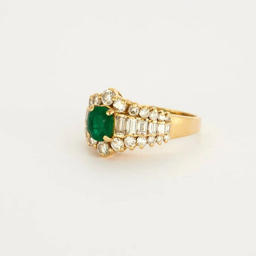 Bague 58 Bague jarretière en or jaune avec émeraude et diamants 58 Facettes LP33/10