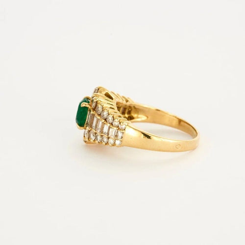 Bague 58 Bague jarretière en or jaune avec émeraude et diamants 58 Facettes LP33/10