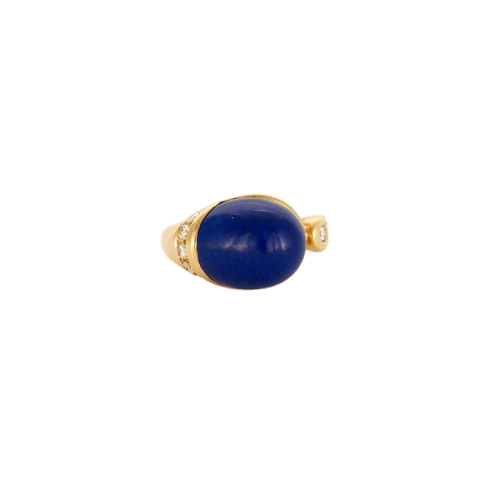 Bague 46 Bague en or jaune sertie de lapis-lazuli et diamants 58 Facettes LP513/10