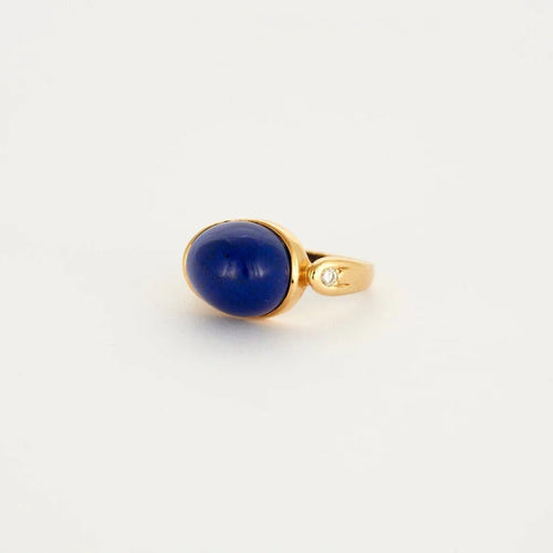 Bague 46 Bague en or jaune sertie de lapis-lazuli et diamants 58 Facettes LP513/10