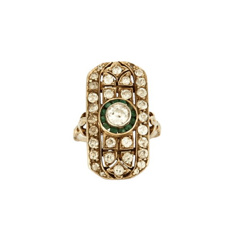 Bague 52 La Marquise Royale - Bague en or blanc et diamants, émeraudes 58 Facettes LP706/12