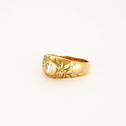 Bague 54 Printemps - Chevalière en or jaune 18K sertie d’un diamant 0,35 ct 58 Facettes LP592/12