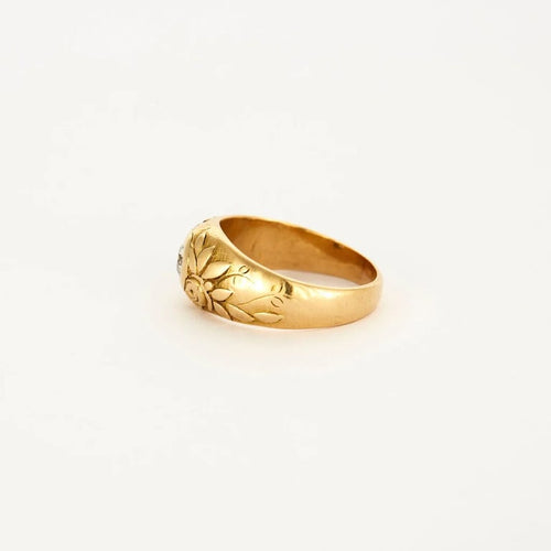 Bague 54 Printemps - Chevalière en or jaune 18K sertie d’un diamant 0,35 ct 58 Facettes LP592/12