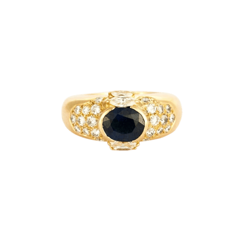 Bague 56 Bague en or jaune 750 sertie d’un saphir et diamants 58 Facettes LP457/10