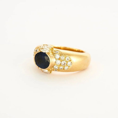 Bague 56 Bague en or jaune 750 sertie d’un saphir et diamants 58 Facettes LP457/10