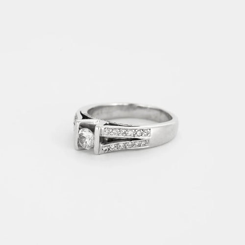 Bague 56 Bague en or blanc 750 sertie de diamants 58 Facettes LP544/12