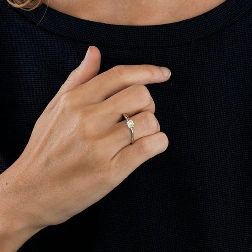 Bague 60 Solitaire - Bague en or blanc 18k et diamant 0,50 ct 58 Facettes LP371/10