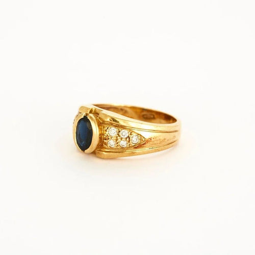 Bague 55 Bague en or jaune 750 sertie d’un saphir et de diamants 58 Facettes LP541/10