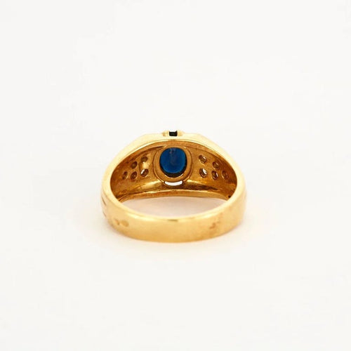Bague 55 Bague en or jaune 750 sertie d’un saphir et de diamants 58 Facettes LP541/10
