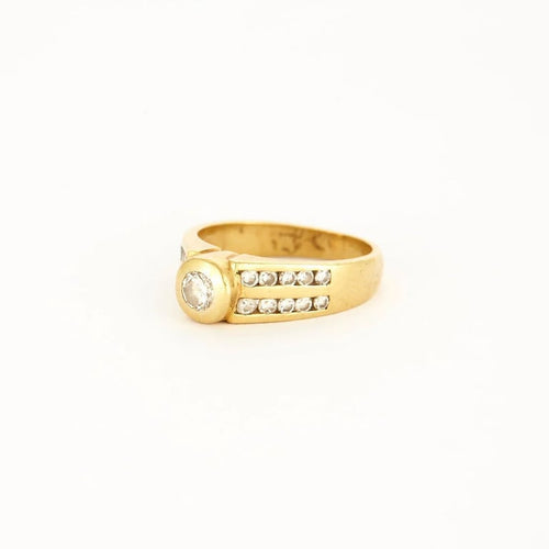 Bague 54 Bague chevalière solitaire en or jaune 18 carats et diamants 58 Facettes LP621/12