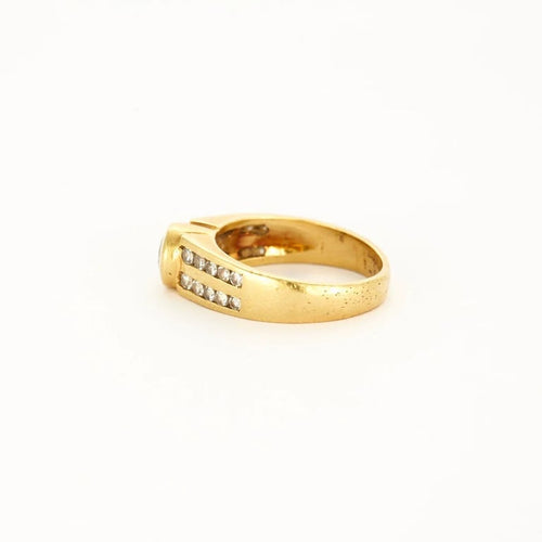 Bague 54 Bague chevalière solitaire en or jaune 18 carats et diamants 58 Facettes LP621/12