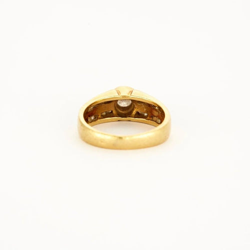 Bague 54 Bague chevalière solitaire en or jaune 18 carats et diamants 58 Facettes LP621/12