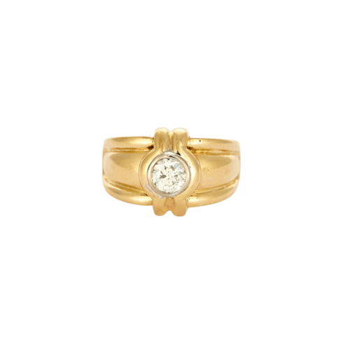 Bague 61 Bague en or jaune 18 carats avec diamant 1 ct 58 Facettes LP456/10