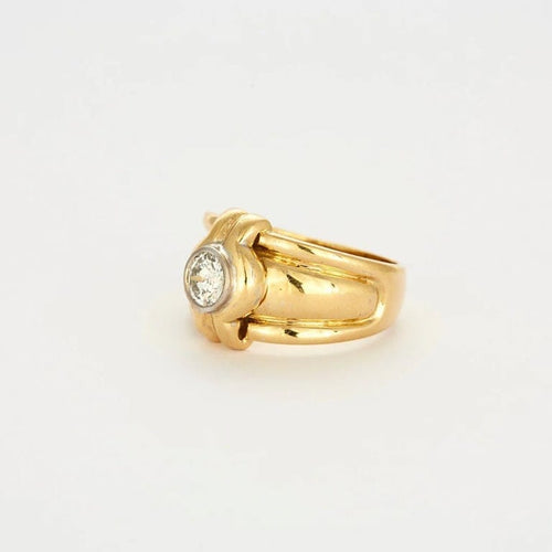 Bague 61 Bague en or jaune 18 carats avec diamant 1 ct 58 Facettes LP456/10