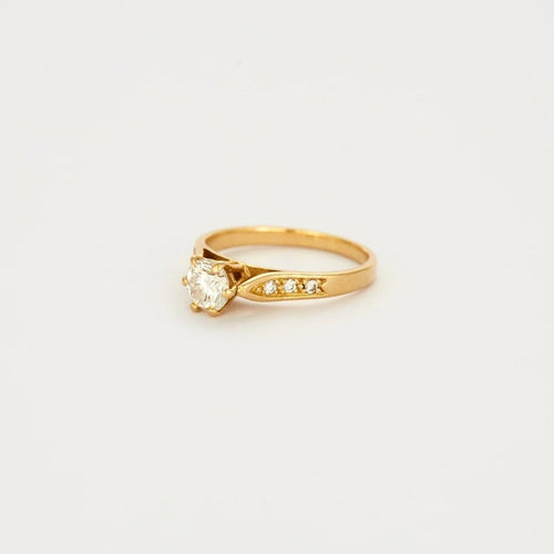 Bague 50 Bague solitaire en or jaune 18 carats et diamants 58 Facettes LP373/13