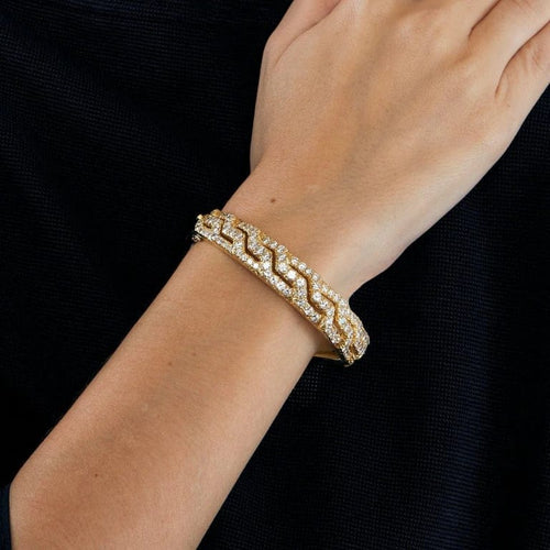 Bracelet Bracelet tank en or jaune 750 serti de diamants 58 Facettes LP467/9