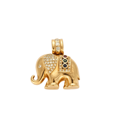 Pendentif Pendentif éléphant en or jaune 750 et diamants 58 Facettes LP465/9