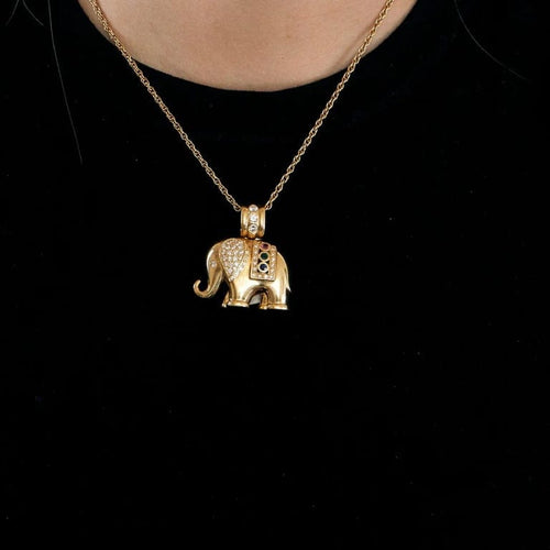 Pendentif Pendentif éléphant en or jaune 750 et diamants 58 Facettes LP465/9