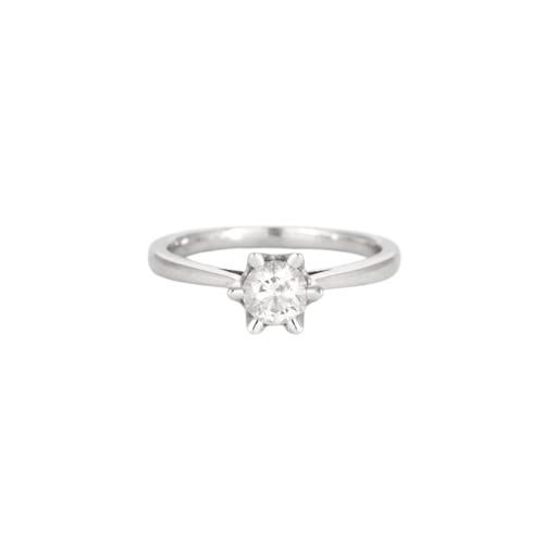 Bague 50 Bague solitaire en or blanc 750 avec diamant 0,55 ct 58 Facettes LP435/10