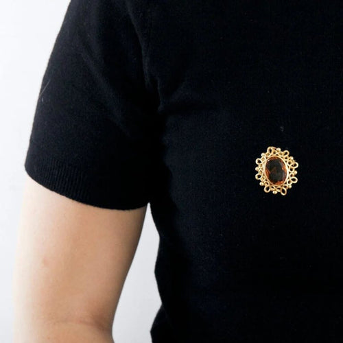 Pendentif Broche pendentif - Citrine mandarine en or jaune 18K 58 Facettes LP741/15