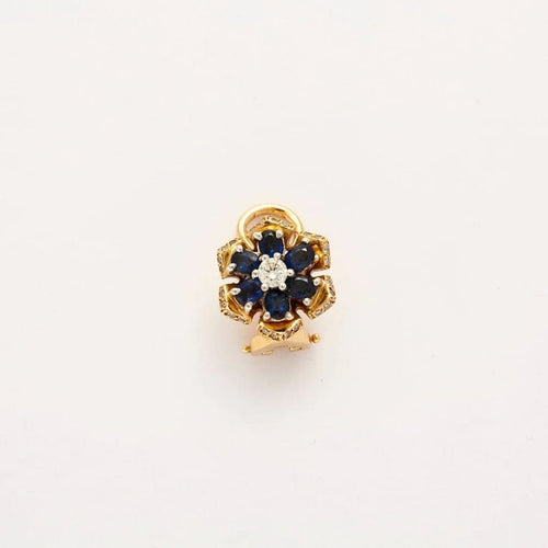 Boucles d'oreilles Boucles d’oreilles en or jaune avec diamants et saphirs 58 Facettes LP532/16