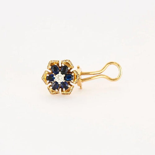 Boucles d'oreilles Boucles d’oreilles en or jaune avec diamants et saphirs 58 Facettes LP532/16