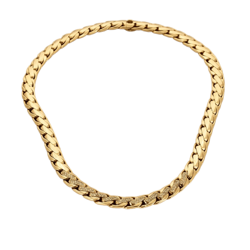 Collier Collier maille palmier en or jaune 750 serti de diamants 58 Facettes LP466/9