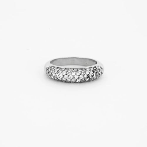 Bague 53.5 Bague jonc bande pavée en or blanc et diamants 58 Facettes LP476/10