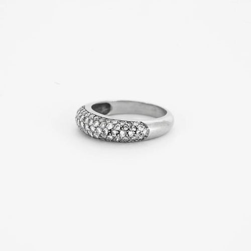 Bague 53.5 Bague jonc bande pavée en or blanc et diamants 58 Facettes LP476/10