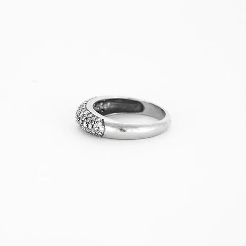 Bague 53.5 Bague jonc bande pavée en or blanc et diamants 58 Facettes LP476/10