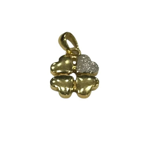 Pendentif Pendentif trèfle à 4 cœurs en or jaune et or blanc 58 Facettes LP234/3