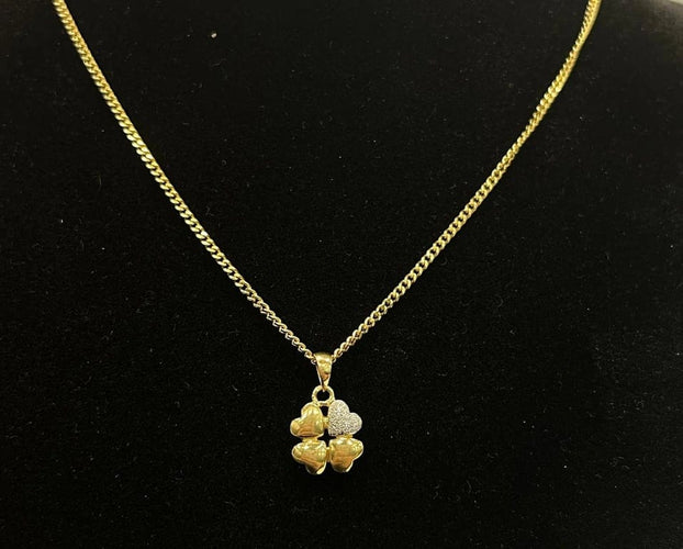 Pendentif Pendentif trèfle à 4 cœurs en or jaune et or blanc 58 Facettes LP234/3
