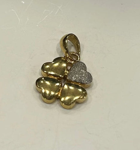 Pendentif Pendentif trèfle à 4 cœurs en or jaune et or blanc 58 Facettes LP234/3